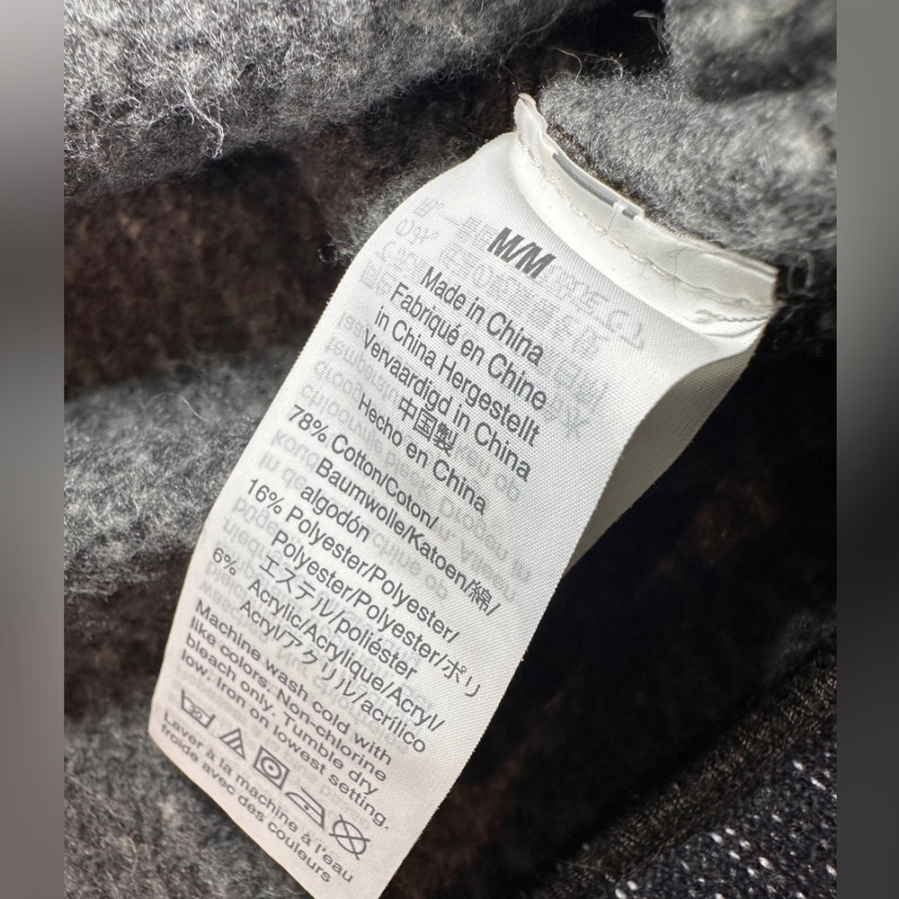 Wallace Barnes Sweater Mens Medium Gray Cardigan Salt Pepper Fleece - Picture 10 of 10